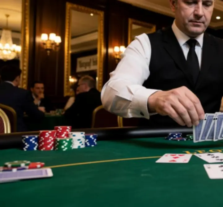 Profesjonalny krupier prowadzący rozgrywkę pokerową