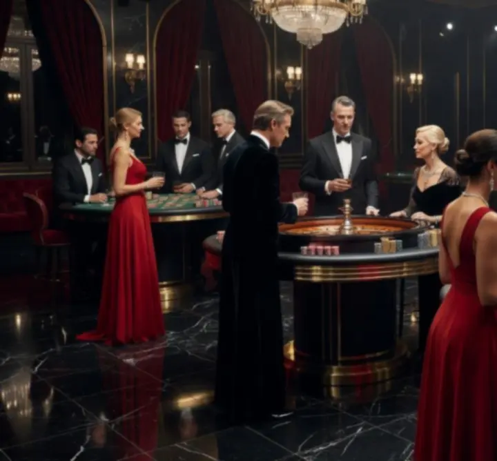 Event tematyczny w stylu Casino Royale z kasynowymi stołami